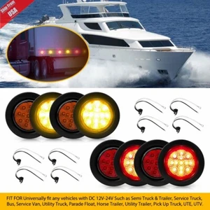 2.5" Inch DOT Red Amber Round Trailer 13LED Marker Lights w/Grommet for Truck RV - Bild 1 von 27