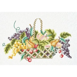Cross-stitch kit thea gouverneur 1098 Basket Of Fruits Linen - Picture 1 of 2