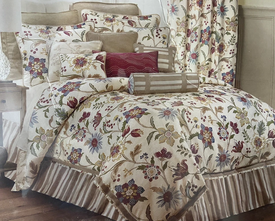 Rose Tree Queen Bedding Set Comforter Shams Bed Skirt Floral - Image 1 of 4