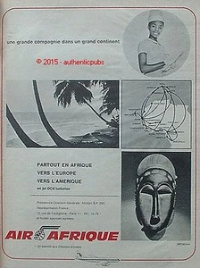 PUBLICITE AIR AFRIQUE JET DC8 TURBOFAN CONTINENT MASQUE DE 1964 FRENCH AD PUB - Picture 1 of 1