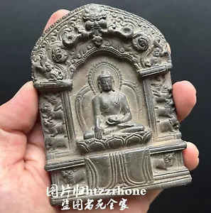 Alte steingeschnitzte Buddha-Statue Zen religiöser Glaube Schrein Wohnkultur Sammlung - Bild 1 von 5