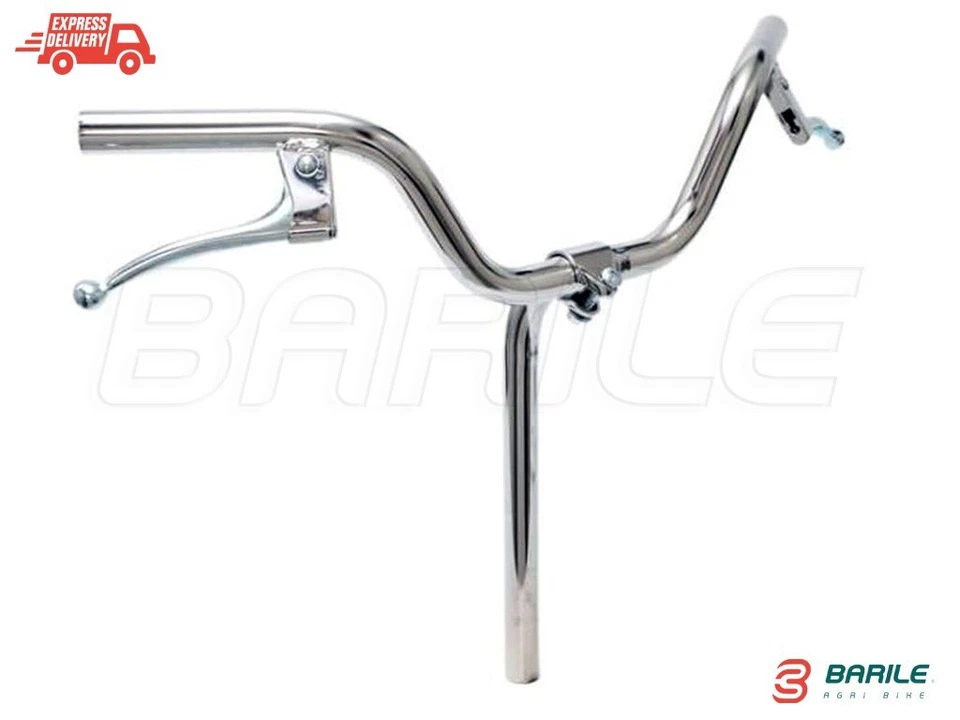 Manubrio Cromato in Acciaio Bici Ø 22,2 Pieghevole - Graziella Completo di Leve - Immagine 1 di 3