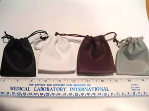 BOLSA 2 CUERDAS DE CUERO BLANCO 3" X 4" - Imagen 1 de 1
