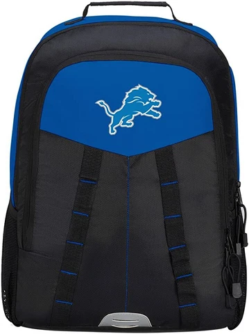 Detroit Lions Backpack NFL "Scorcher" 18" Black Blue Laptop Compartment Cover