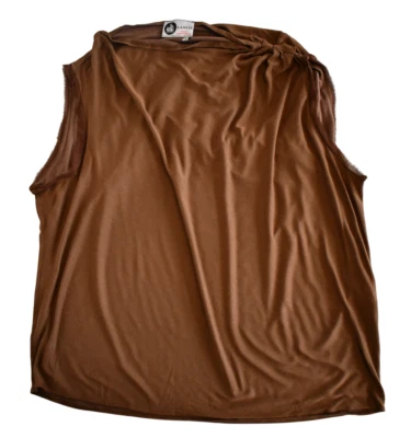 Pre-Owned LANVIN Brown Asymmetric Draped Sleeveless Blouse Top EUR-46 US-12 - Image 1 of 4