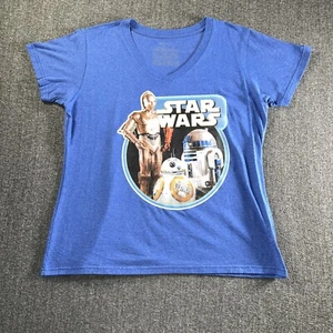 Camiseta para mujer Star Wars XL R2d2 C-3PO cuello en V azul claro - Imagen 1 de 7
