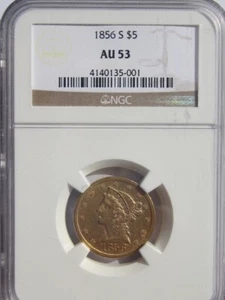 1856-S LIBERTY HEAD HALF EAGLE $5 DOLLAR GOLD NGC BEAUTIFUL COIN VERY RARE - Picture 1 of 4