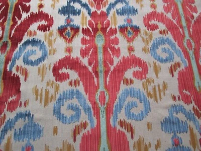 Tela de terciopelo Lee Jofa PARDAH Epingle 56"Lx54" ancho quemado naranja verde azul tostado Foto 1 de 4