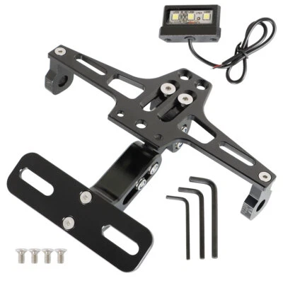 Universal Motorcycle Tail License Plate Holder Fender Eliminator Kit LED Light - Image 1 of 4