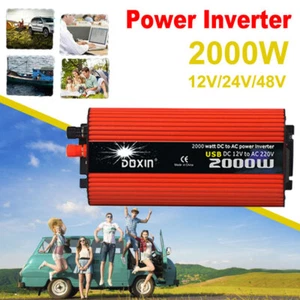 2000W 12V 24V 48V auf 220V Power Inverter Sinus Wechselrichter Spannungswandler - Bild 1 von 16