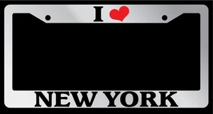 Chrome License Plate Frame "I Heart New York" Auto Accessory Novelty 2414 - Picture 1 of 1