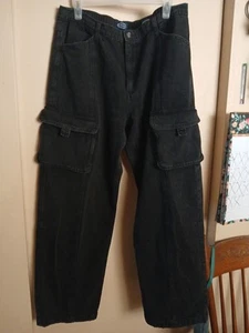 Scoop Damen schwarz Baumwolle Polyester Viskose weites Bein Cargohose Gr. 12 - Bild 1 von 6