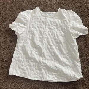SHEIN White Women's Blouse Flowers XL - Picture 1 of 6