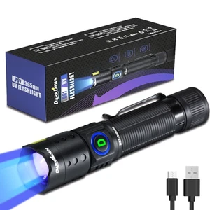 UV Taschenlampe 365nm Licht Mini USB Wiederaufladbar Ultraviolett LED Schwarzlicht Wo... - Bild 1 von 6