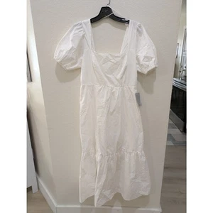 Vestido midi ASTR The Label para mujer grande 100 % algodón manga abullonada en capas blanco nuevo con etiquetas - Imagen 1 de 14