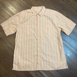 Territory Ahead Hemd Herren XL Pfirsich Streifen Baumwolle Gewebt Distressed Preppy - Bild 1 von 13