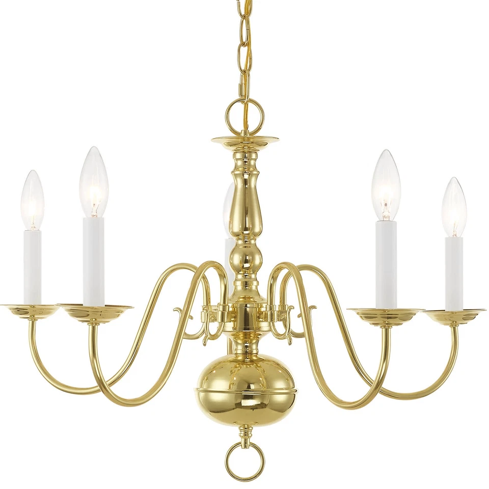 Livex Lighting 5 Light Polished Brass Chandelier - 5005-02