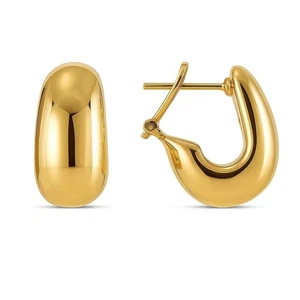 14k Yellow Gold Fancy Omega Hoops - Picture 1 of 5