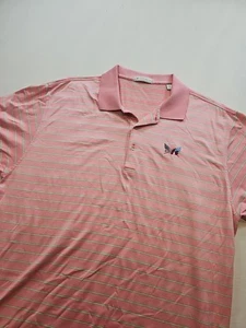 Peter Millar Men's Pink Stripe Polo Golf Shirt Size XL "Small Flaw" - Picture 1 of 16
