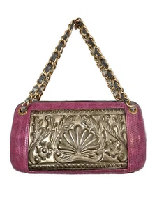 Women’s Snakeskin And Textured Metal Hard case Shoulder Bag Pink - Picture 1 of 12