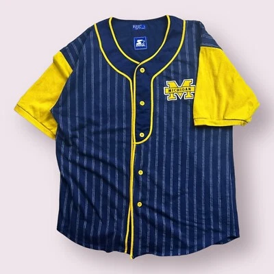 Vintage Starter Michigan Wolverines College Pinstripe Baseball Jersey 90s Size L - Image 1 of 4