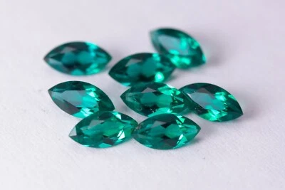 Loose Gemstone Lab Created Emerald Hydrothermal Marquise shape - Image 1 of 4