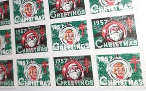 1957 Christmas Seal x50 Sheet American Lung Association Stamps - Picture 1 of 3