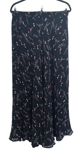 Carol Anderson Reversible Floral Maxi Skirt XL Black Chiffon Whimsey Goth Fairy - Picture 1 of 8