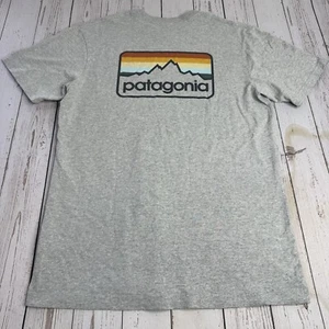Patagonia Logo Responsibili-Tee Graphic T Shirt Mens Medium Double Sided Gray - Picture 1 of 9