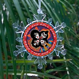 Kiss Rock and Roll Over Album Schneeflocke blinkend Urlaub Christbaumschmuck - Bild 1 von 2