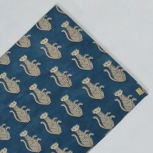 2.5 Yard Animal Block Print Cotton Fabric Natural Color Handmade Sanganer Fabric - Picture 1 of 7