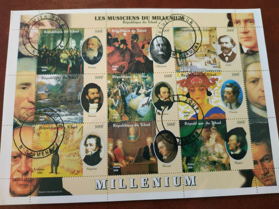 Tchad - 2000 les musiciens du millenium  - art - musique - bloc - O - Photo 1/1