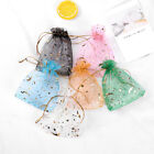 100 Pcs Candy Golden Star Moon Yarn Bag Mesh Jewelry Pouches