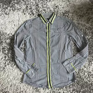 AX Armani Exchange Shirt Mens Black Striped L/S Roll Up Button Front Casual SM - Picture 1 of 13