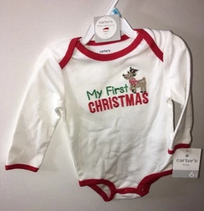 NUEVO CON ETIQUETAS CARTER'S Body Blanco 6 Meses BEBÉ Mis Primera Navidad Pequeñas Colecciones - Imagen 1 de 1
