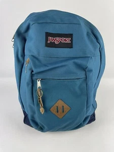 Zaino vintage Jansport Made USA scamosciato accento borsa da giorno scuola blu acqua - Foto 1 di 7