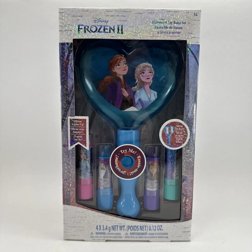 Disney Frozen 2 Paquete de 4 Bálsamos Labiales Multi-Sabor Set con Espejo Iluminado NUEVO Sellado Foto 1 de 4