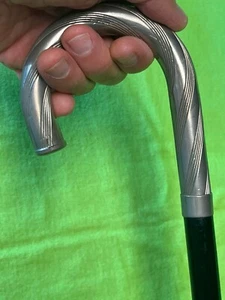 Antique Nickel Handle Ebony Wood Cane Walking Stick Art Deco - Picture 1 of 13