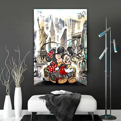 Arte dos desenhos animados Disney Pop Art, Mickey Minnie casal arte em tela, arte romântica - Imagem 1 de 4