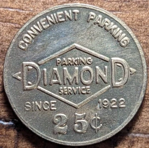 Token de servicio de diamantes de estacionamiento de Seattle, Washington WA desde 1922 25 ¢ - Imagen 1 de 4
