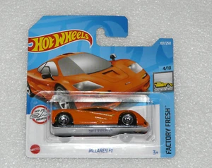 TOTALMENTE NUEVA TARJETA CORTA HOT WHEELS MCLAREN F1 NARANJA FRESCA DE FÁBRICA RARA 107/250 - Imagen 1 de 1