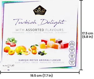 Cerez Pazari Turkish Delight Candy with Assorted Mix Flavours 16 Oz Gourmet M... - Picture 1 of 12
