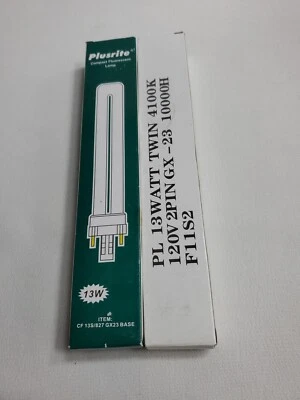 Plusrite CF 13S/827 2 Fluorescent Twin Bulb Tube 13W 2 Pin GX23 Base - Image 1 of 4
