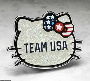 OLYMPIC PINS BADGE 2022 BEIJING CHINA HELLO KITTY TEAM USA USOC GLITTER CAT - Picture 1 of 1