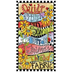 Patchwork Quilting Sewing Fabric Whimsical Quilter Panel 62x110cm - Bild 1 von 2