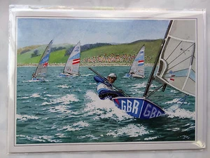 Going For Gold Single Handed Sailing Boat Blank Happy Birthday Christmas Card - Picture 1 of 1
