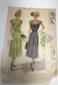 Vtng 1940s McCall's 7226 Pattern Miss Day/Evening Dress Sz 18 B 36 1948 - Picture 1 of 6