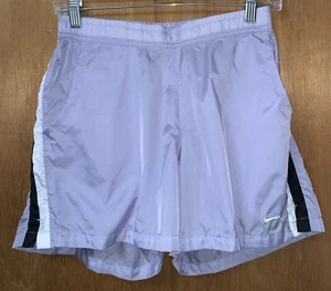 Vintage Nike Girls Medium Nylon Shorts Drawstring Striped Purple 26” X 14” - Picture 1 of 9