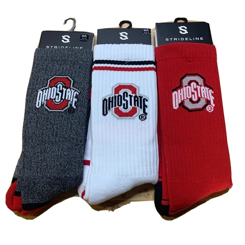 3 PAIRS Ohio State Strideline Premium Crew Socks Full Knit MEDIUM/LRGE Cover