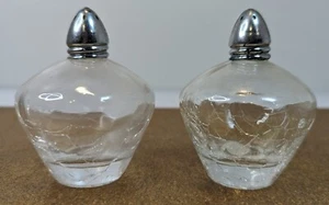 Vtg Crackle Glass Salt & Pepper Set I.W. Rice & Co. Inc Made In Japan Nice! - Picture 1 of 4